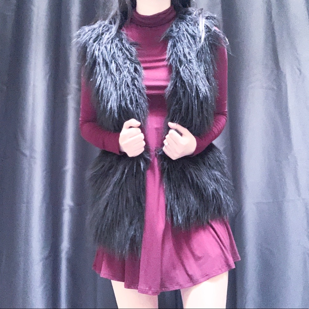 Black Faux Fur Vest